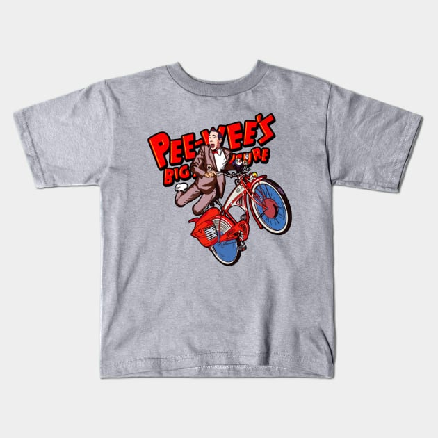 Pee Wee Herman Big Adventure Bicycle Art Kids T-Shirt by Niko Neon